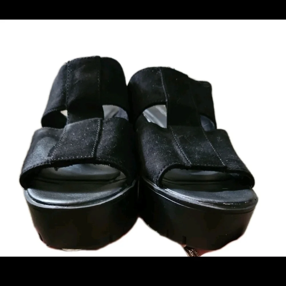 Divided Women’s Black Chunky Strappy Platform Trendy Block Heel Sandals 39